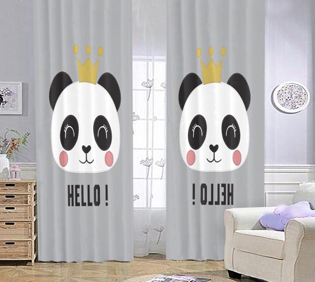 Sevimli Panda Bİ94 Çocuk Odası Fon Perde