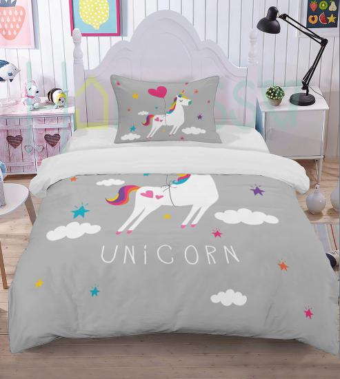 Sevimli Unicorn Desenli Çocuk Nevresim Takımı