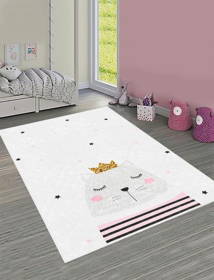 Sevimli Kedi Desenli Çocuk Odası Oyun Halısı